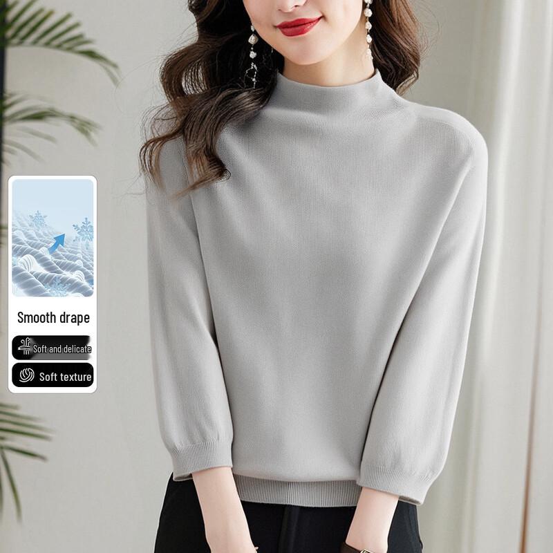 SNOWFLYING Women s Smooth Drape Mock Neck Knit Top S миндальный