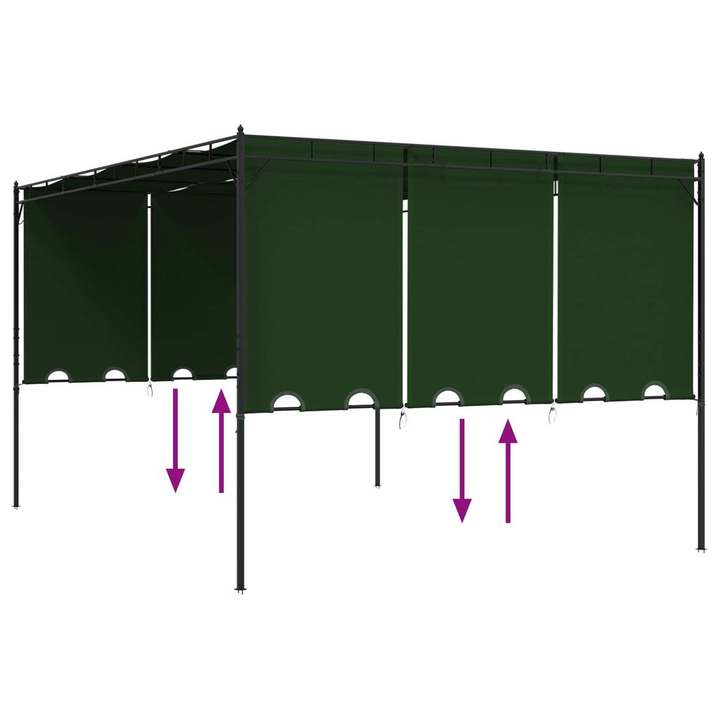 Gazebo 4 X 3 X 2.3 M Green Polyester and Steel