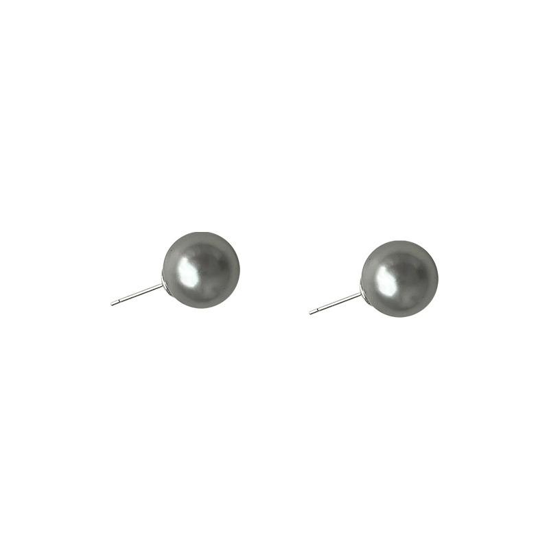 Elegant and Stylish Pearl Stud Earrings for Women. High-end, Minimalist, Exclusive and Simple Earrings. 10mm серый