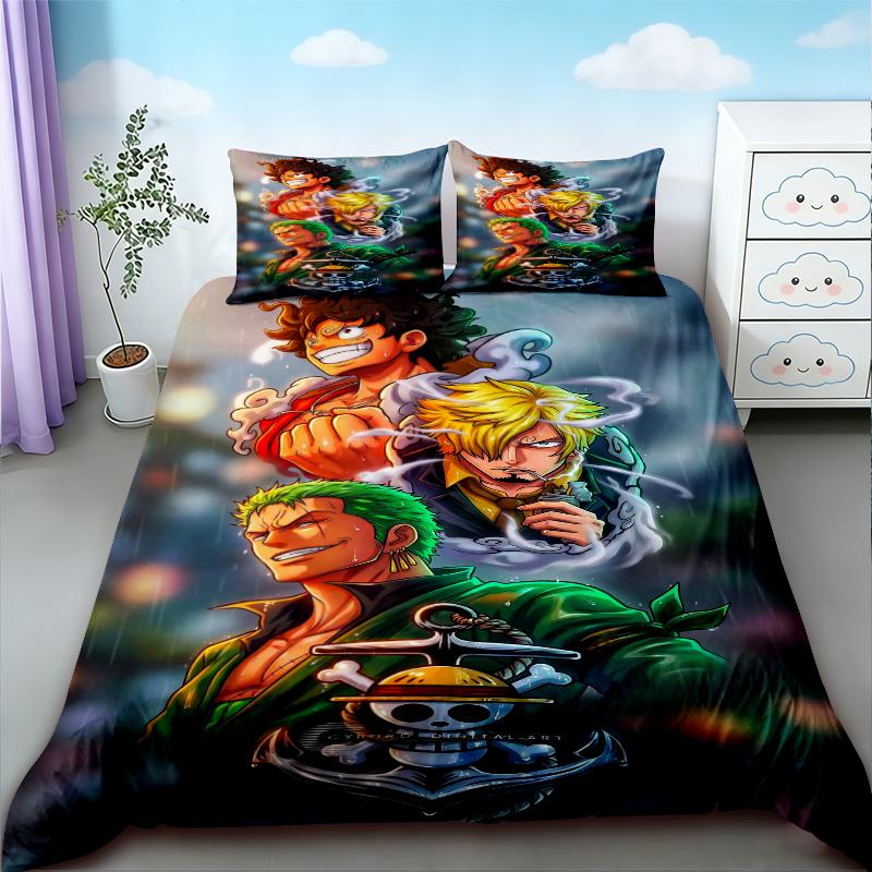 Teens One Piece Duvet Cover Luffy Cartoon Bedding Set Quilt Cover Soft Comfortable For Bedroom Dormitory Gifts