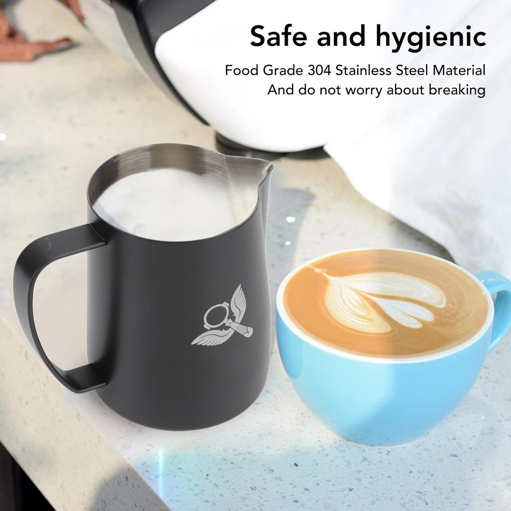 Frothing Cup Prevent Spilling 304 Stainless Steel Milk Frothing Pitcher with Handle for Coffee Making 600ml