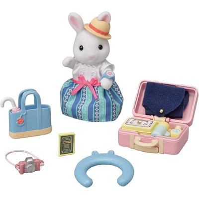 Sylvanian Families DF-19 Travel Set with White Rabbit Mother, Dollhouse Furniture, 3 Years and Up Toy