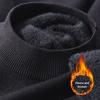 Men Fall Winter Sweater Thick Plush Lined Half-high Collar Knitted Solid Color Elastic Pullover Loose Keep Warm Work School Sweater