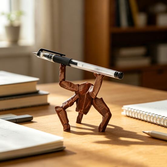 3D Printed Pen Holder Funny Alien Figure Desk Organizer for Pencils Pens Unique Sci-Fi