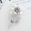 Korean Style Sunflower Pearl Brooch - Retro Fashion Rhinestone Pin Accessory