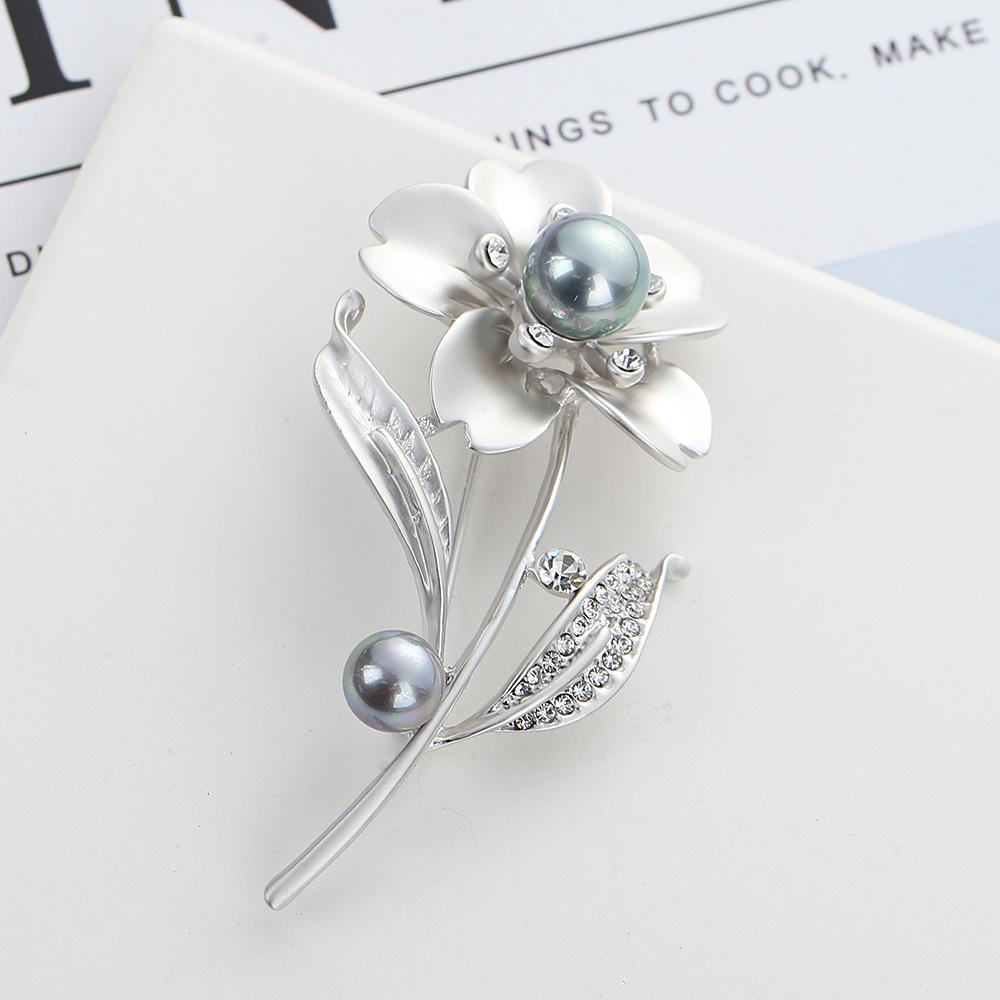 Korean Style Sunflower Pearl Brooch - Retro Fashion Rhinestone Pin Accessory