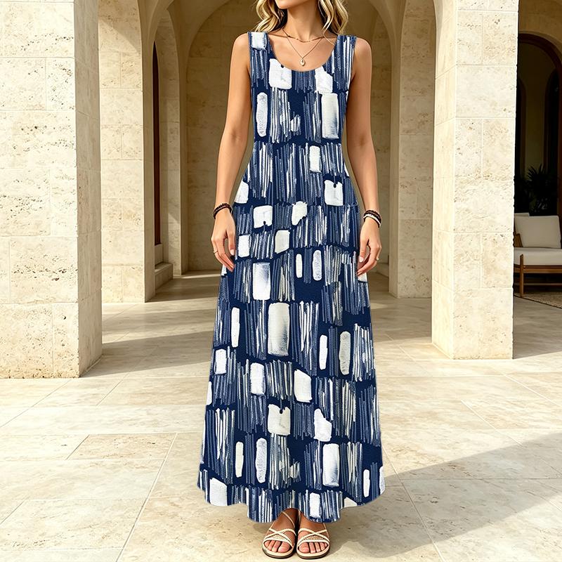 Women's Sleeveless Maxi Dress Minimalist Style,Comfy Fabric,Flowy Hem,Versatile for Daily Commute,Casual Outings & Beach Vacations