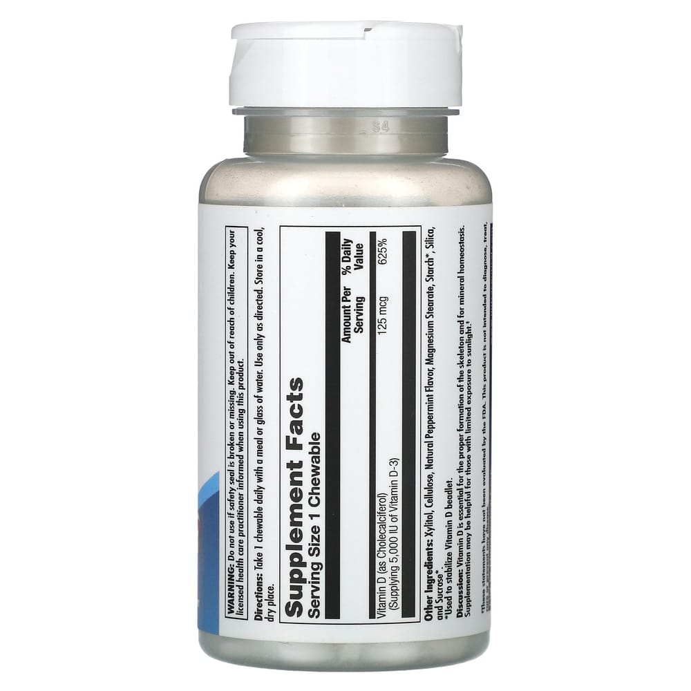 KAL D-3 Peppermint 125mcg (5000IU) Chewable 60 Tablets