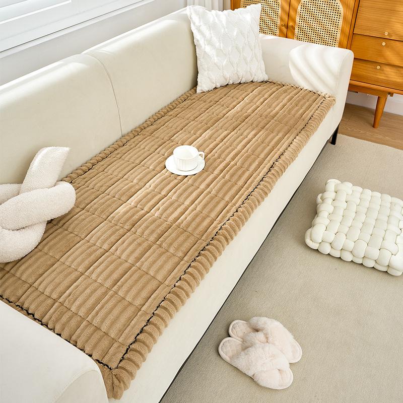 Plush Sofa Cushion Winter Padded Thickened Sofa Non-slip Cushion Premium Feeling Sofa Cover Cover