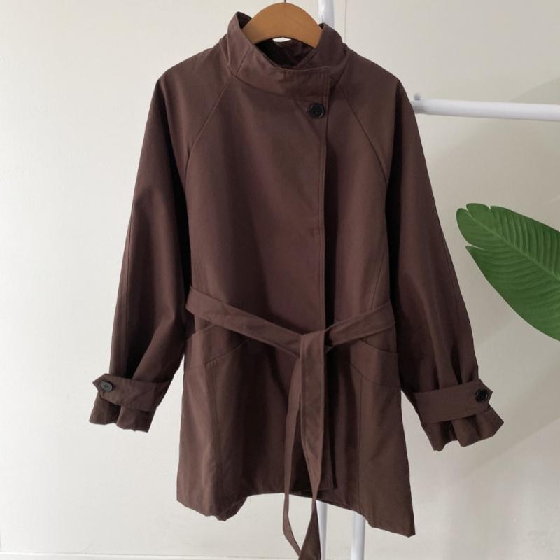 HOney J Women S Spurred Half High Neck One Button Half Trench Coat  4 colorS 