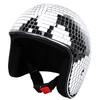Casco de Disco con Visera Retráctil ABS Vidrio Reflectante Casco de Disfraz Punk para Fiesta de Bar Club Actuación en Escenario