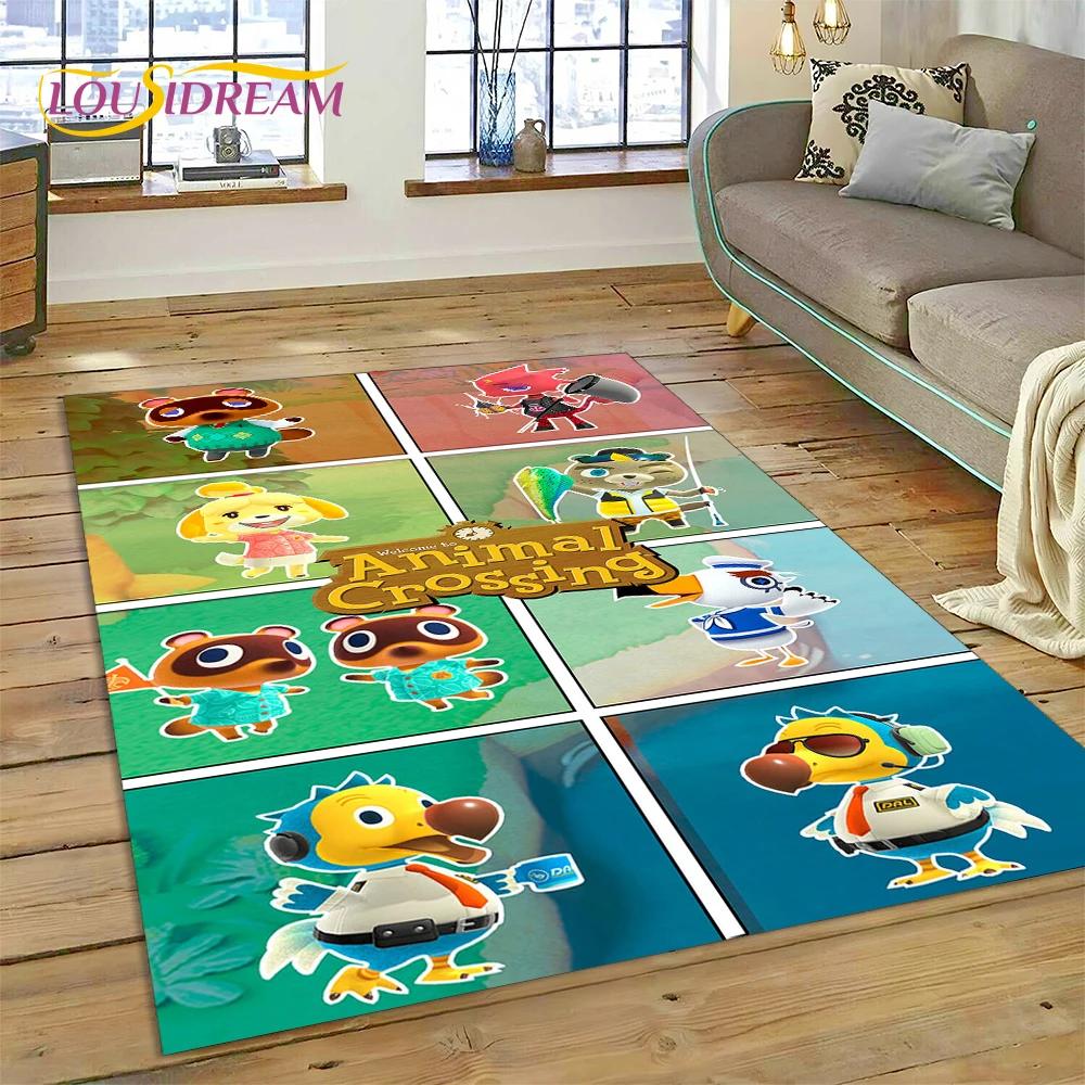Niedlicher 3D-Cartoon-Teppich mit Animal Crossing New Horizons für Wohnzimmer, Schlafzimmer, Heimdekoration, rutschfeste Dekoration für Sofa, Kindergeschenk