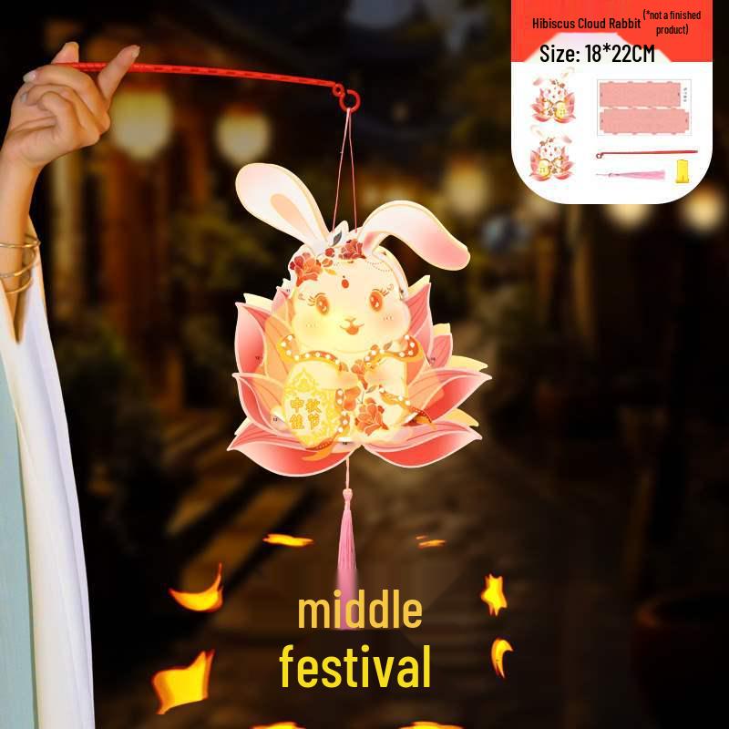 Mid-Autumn Festival Luminous Rabbit Flower Lantern DIY Kit for Kids