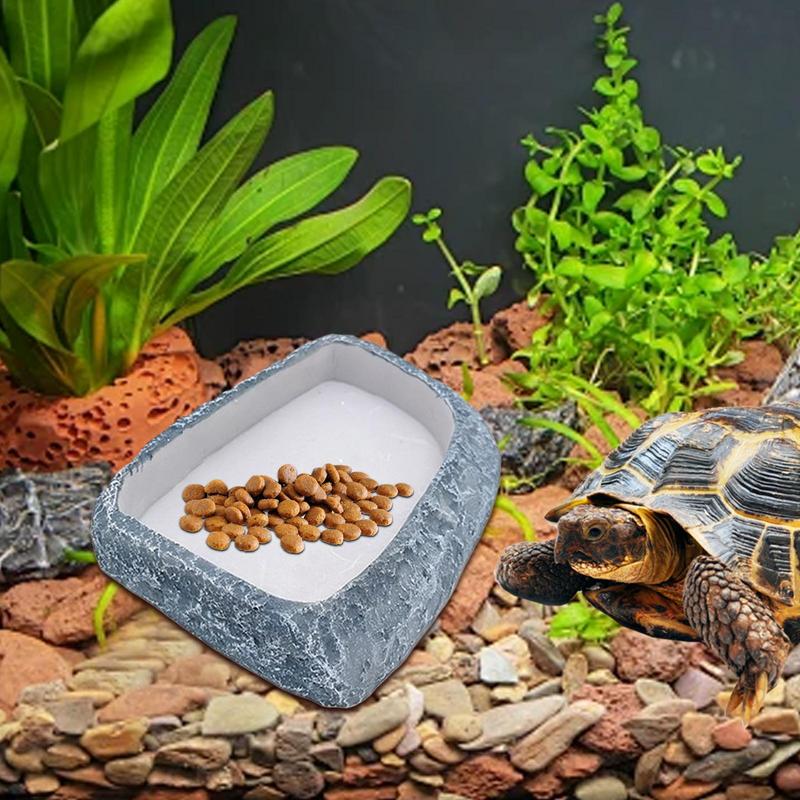 Reptile Water Dish Reptile Food Feeding Dish Terrarium Decor Resin Pet Feeder For Frog Hermit Crab Tortoise Snake Bearded Dragon