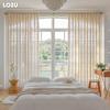 1PC LOZUJOJU Romantic and Exquisite French Hollow Transparent Tulle Beige Jacquard Sheer Curtain for Living Room Bedroom Balcony Window Home Decor