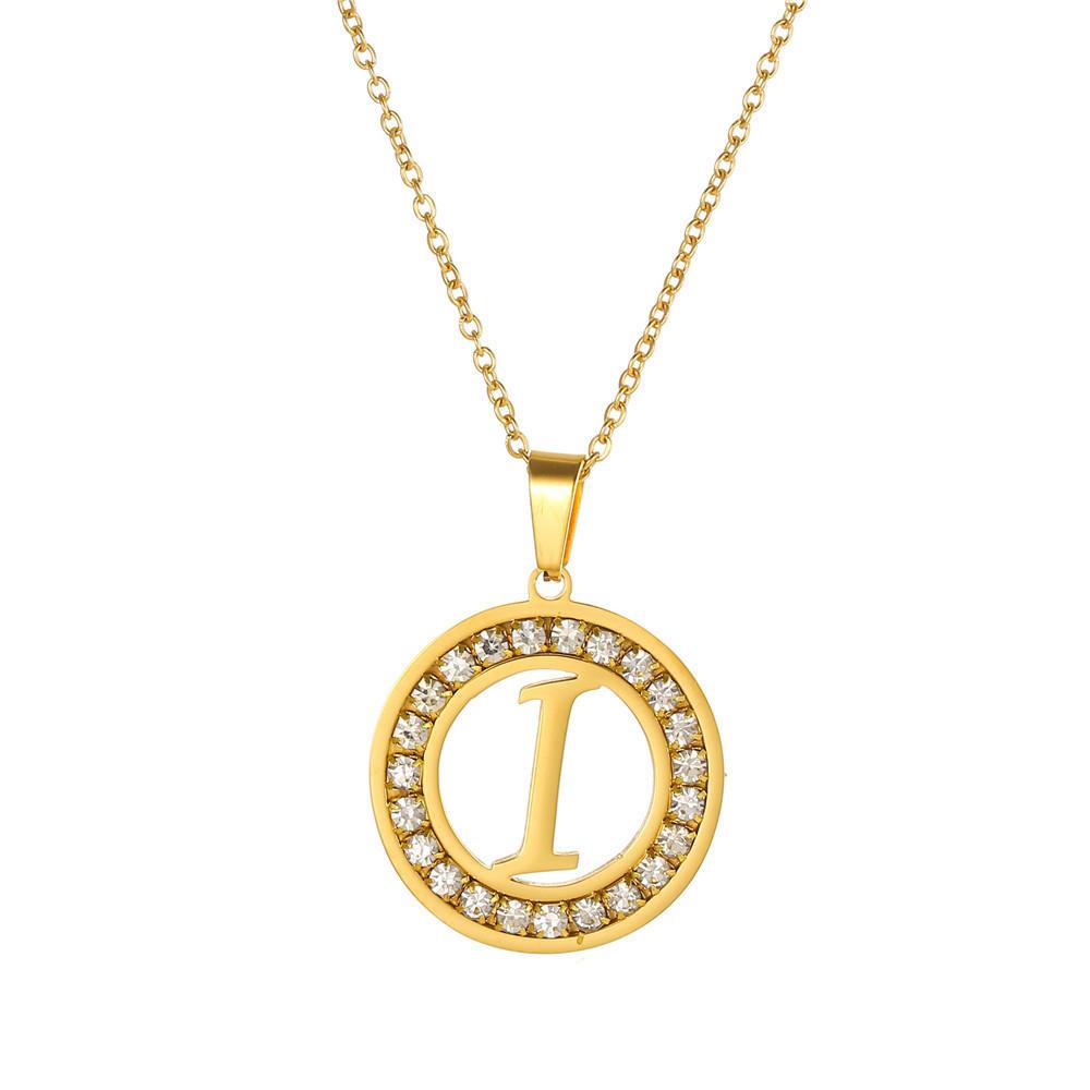New Initial Letter Name Pendant Female Gold Color Stainless Steel A-Z Alphabet Round Necklace for Women Jewelry Gift