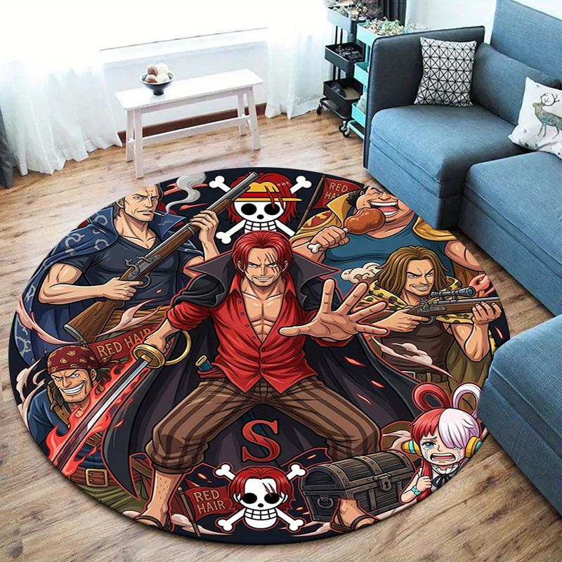 One Piece Poster Round Area Rug Carpet Rug For Living Room Bedroom Sofa Playroom Decor Nonslip Floor Mat