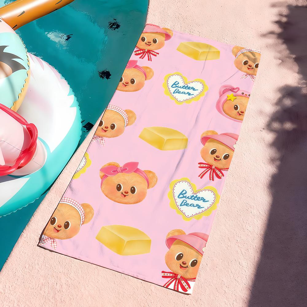 Cute Cartoon B-Butterbear Beach Towel For Beaches Yoga Studios Gyms Hot Springs Swimming Pools And Picnics