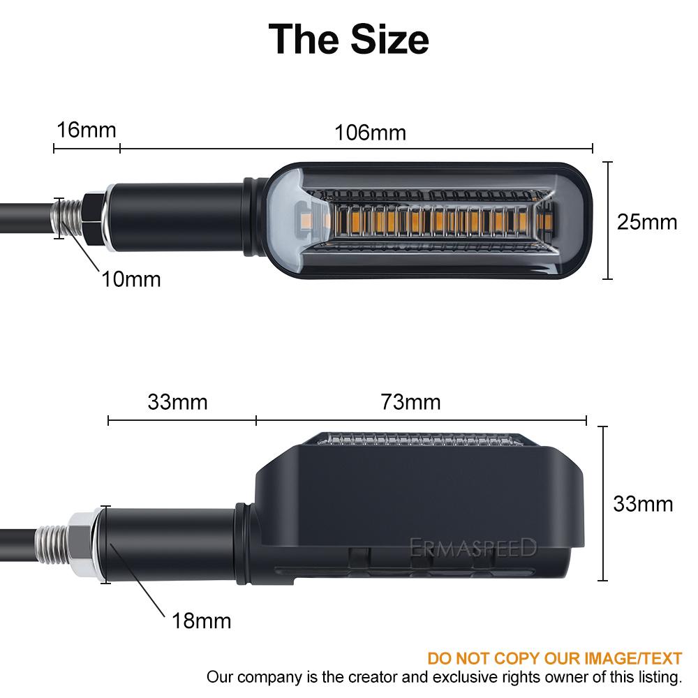 Universal LED Motorcycle Flasher 12V IP68 Waterproof Flowing Water DRL Stop Tail Lamp Indicator Turn Signals Lights