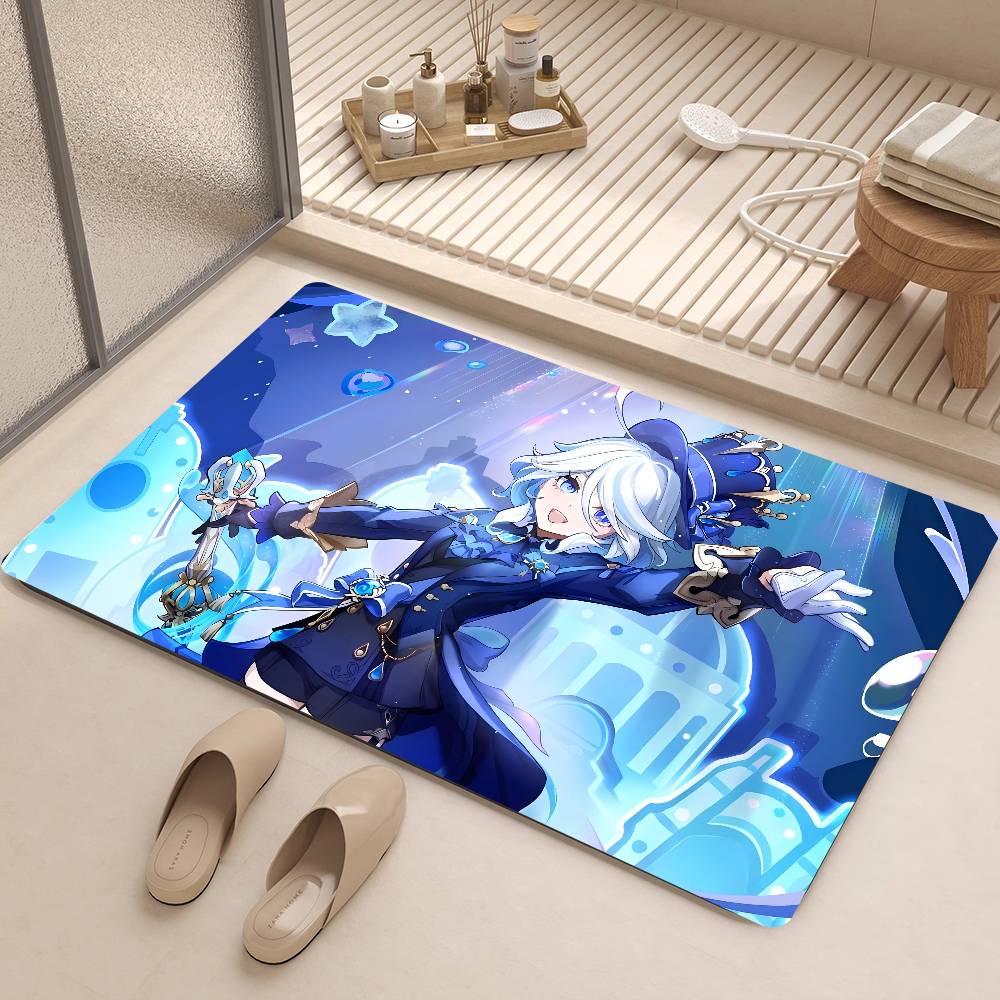 Furina Genshin Impact Entrance Door Mat Washable Non-Slip Living Room Sofa Chairs Area Mat Kitchen Welcome Doormat