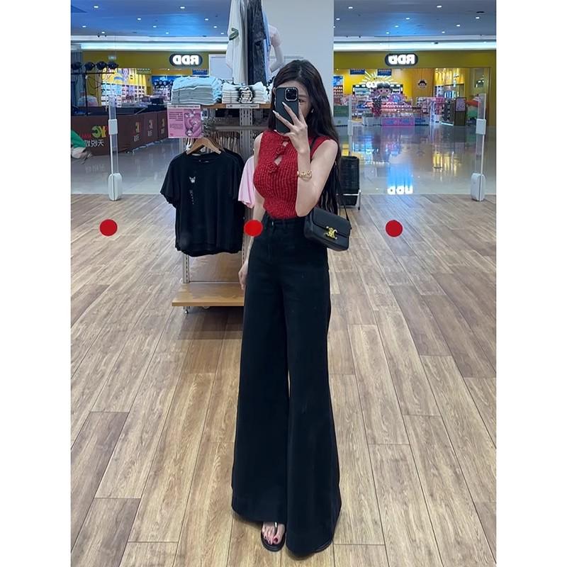 Weiße High-Waist Schlagjeans mit weitem Bein für Damen - Schlankmachender Herbst 2024 Stil