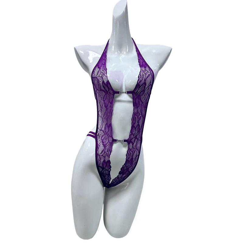 Sexy lingerie sexy SM strap one-piece clothes front buckle lace sexy nightclub passion uniform