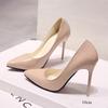 Nuove scarpe con tacco alto da donna in tinta unita, scarpe da sposa con tacco sottile e punta a punta, in vernice, alla moda femminile, taglia 44