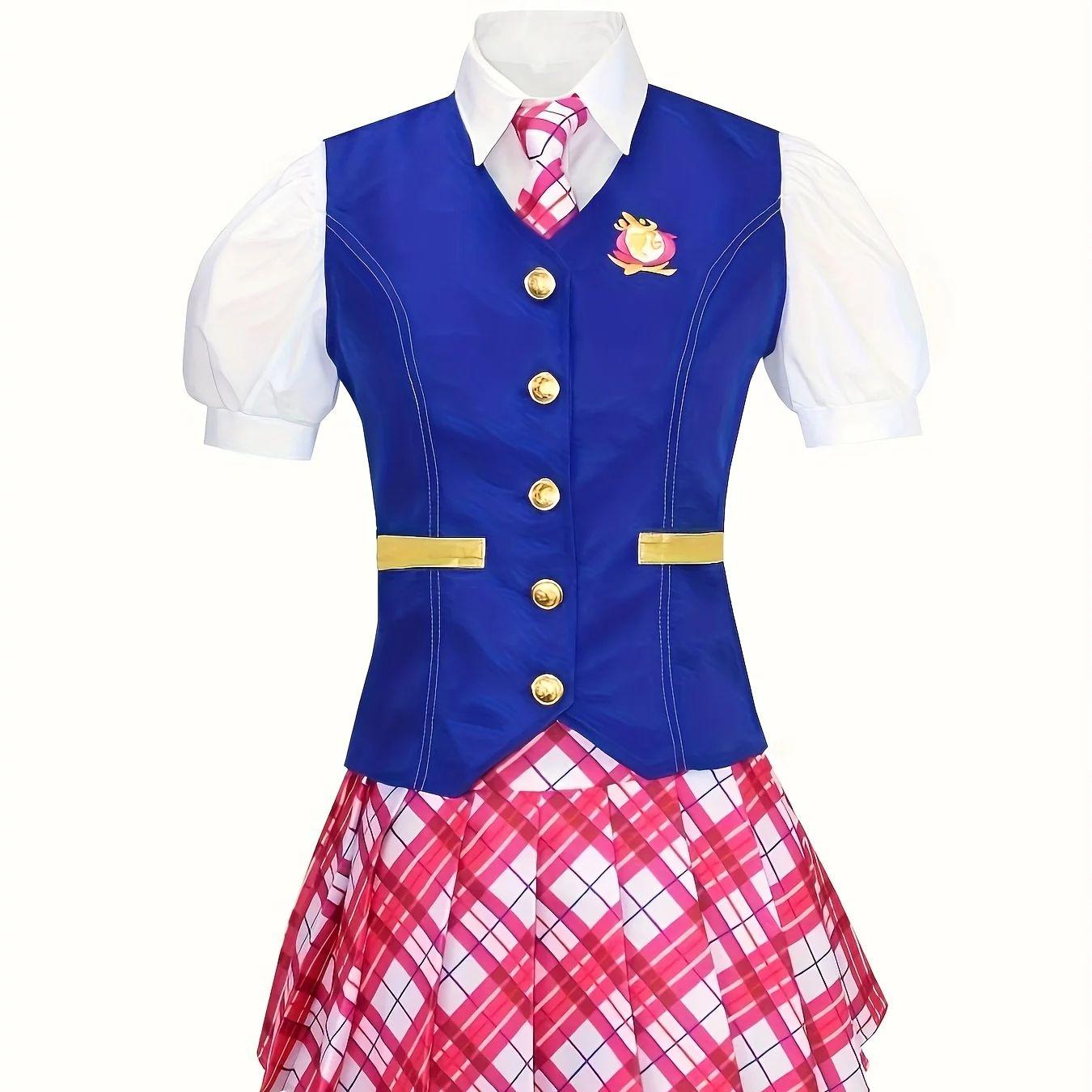 Filmvest; Overhemd, Korte Rok, Driekwartpak Halloween Cosplay Kostuum; Prinsessenacademie Uniform; Trainingspak Jurk Cosplay St XS rood