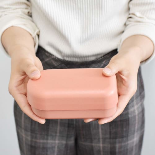 Ippinsha Bento Box, 220ml, Pink, Antibacterial, Dishwasher Safe, Bamboo Base, 70234