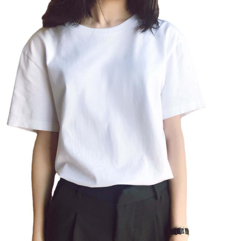 Women's Korean-Style Loose White T-Shirt - Summer Short-Sleeve Solid Color Casual Top for Students