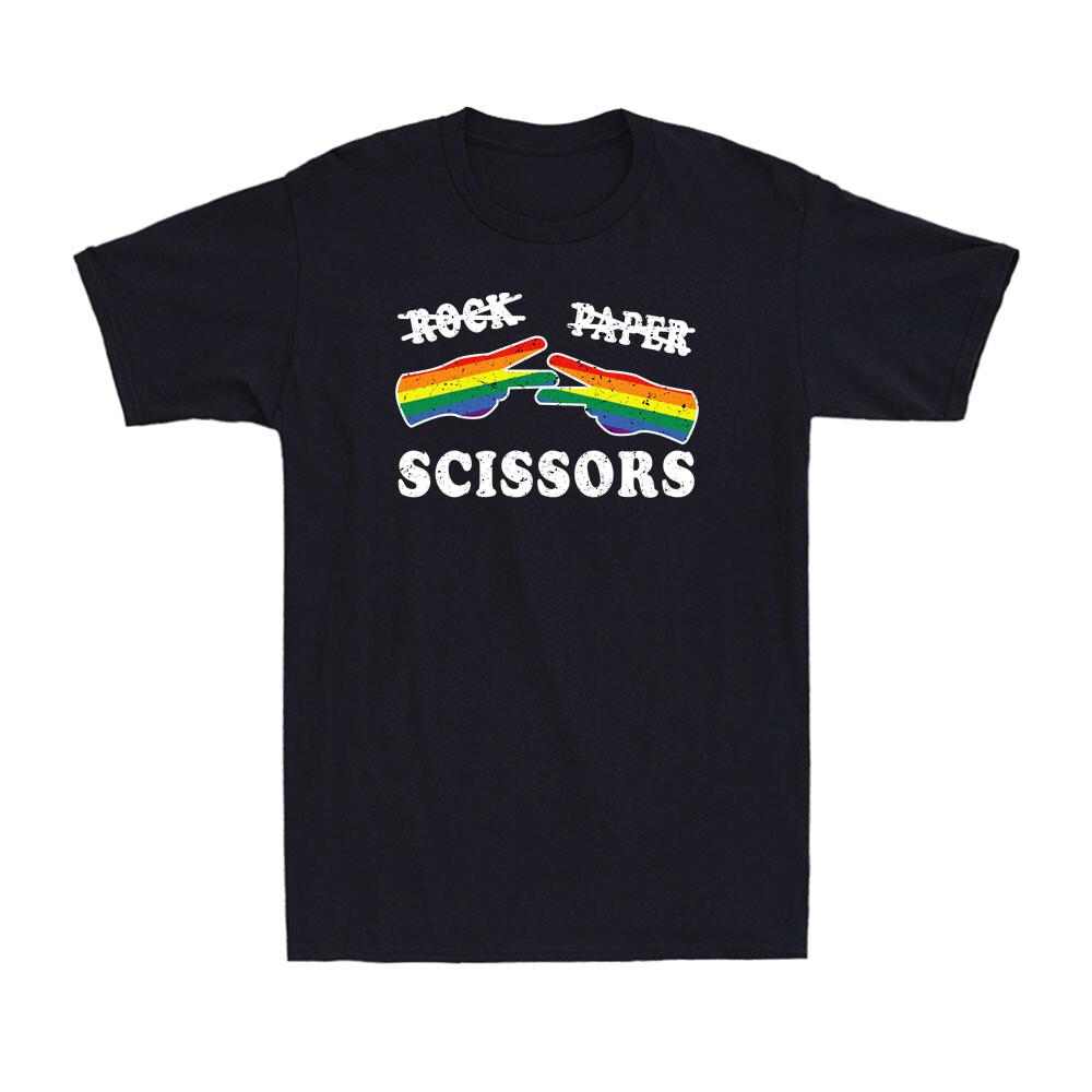 Tesoura Pedra Papel Gay Lésbica Diversão Arco-Íris Orgulho LGBT Camiseta Masculina Feminina
