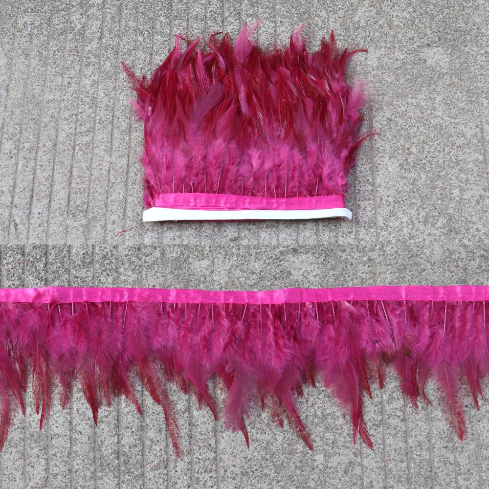 Feather5 10Meters Rooster Feather Trim 8-13CM Colored Chicken Feathers Ribbon  3-5" Saddle Pheasant Feathers Trim Fringe