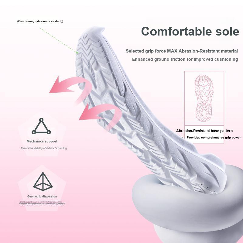 Anta Kids Vitality Synthetic Leather Mesh Fashion Simple Comfortable Versatile Sneakers Kids Sneakers Black White Pink A22435566-6