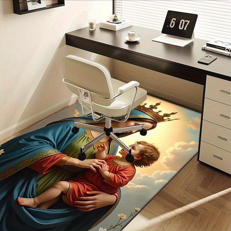 1pc Virgin Mary,Child Jesus,Serenity Office Carpet Soft Polyester Entrance Carpet Washable Non slip