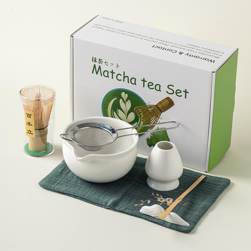 4/5/7/8pcs Traditional Matcha Set Bamboo Whisk Ceramic Tea Bowl Japanese Tea Making Tools Home Kitchen Gift for Tea Lovers