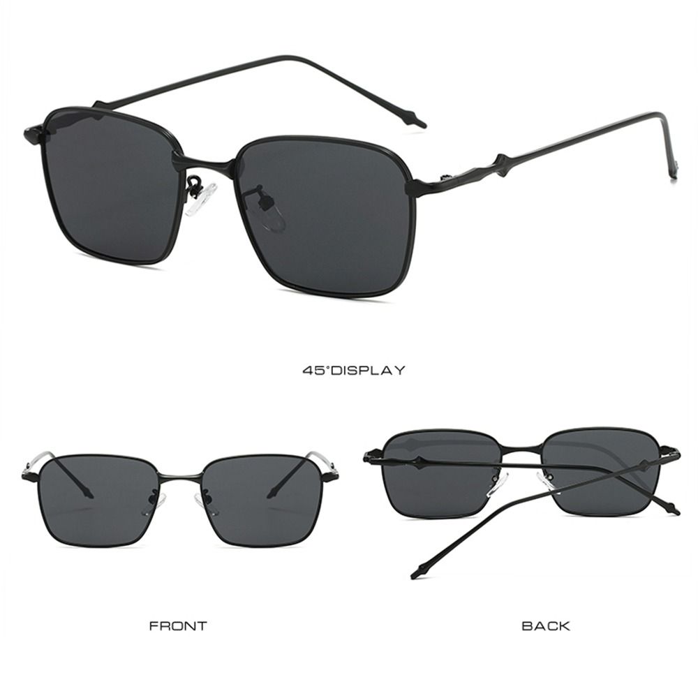 Прямоугольные солнцезащитные очки Металлическая оправа Панк Солнцезащитные очки Хип-хоп — фото 3