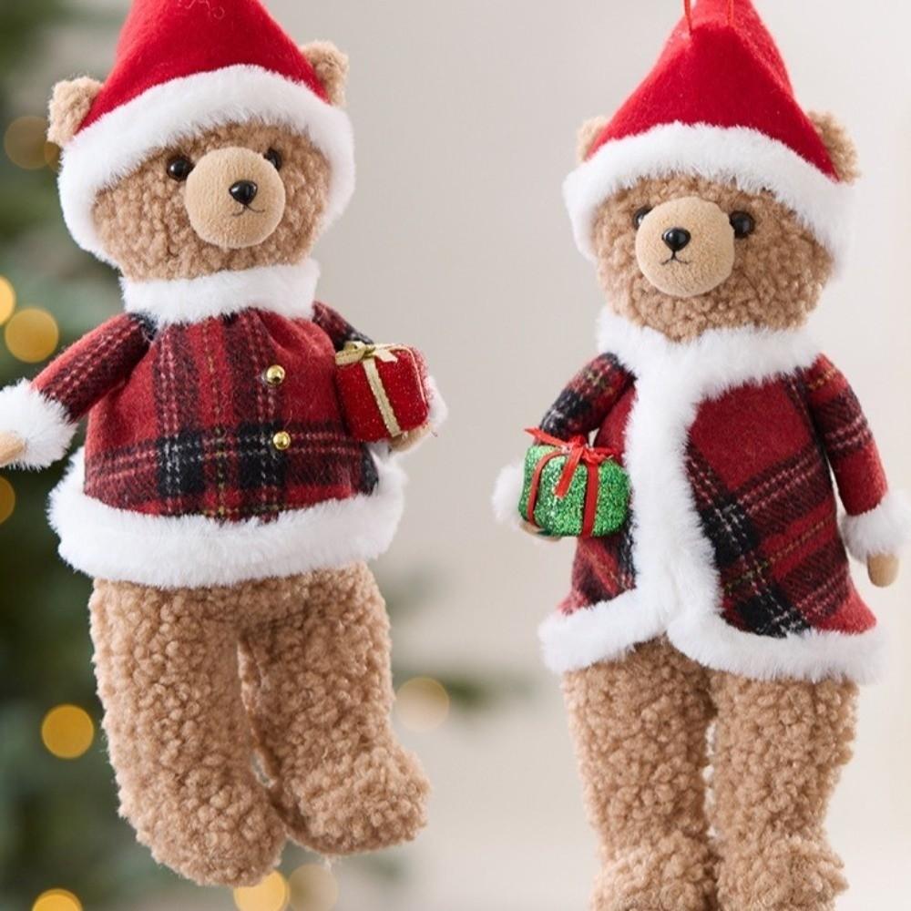 Holiday Props Cartoon Christmas Bear Pendant Cute with Hat Bear Hanging Ornaments Handmade Xma Tree Decor Party Favors
