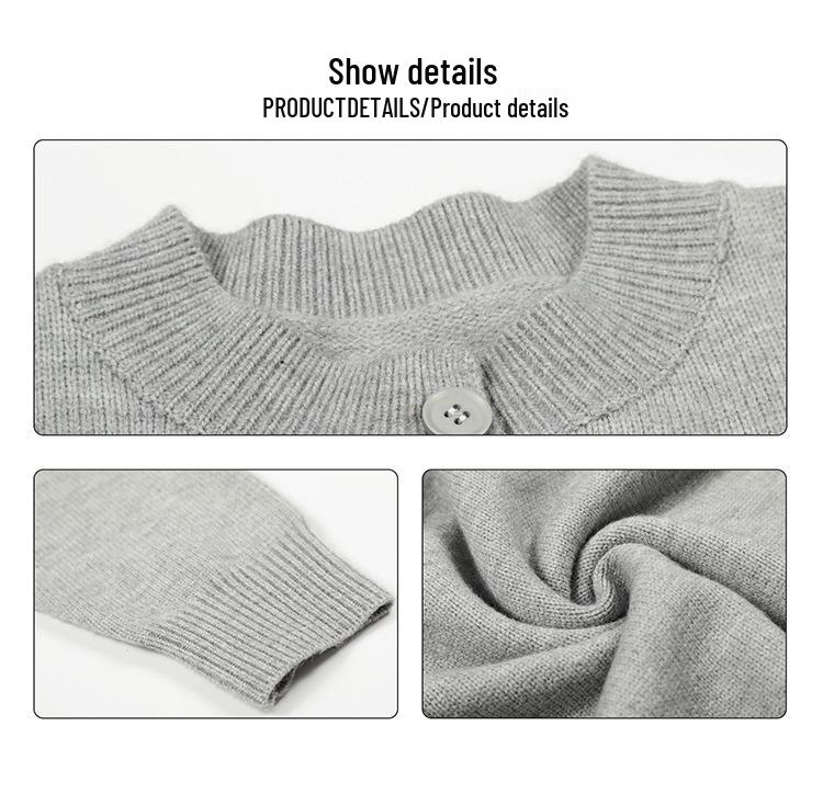 Men's Autumn/Winter Henry Collar Embroidered Sweater - Classic, Loose Knitwear with a High-End Feel