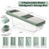 Home Vegetable Chopper & Slicer - 8 Interchangeable Blades Potato Shredder Stainless Steel Grater for Cucumber Onion with Storag