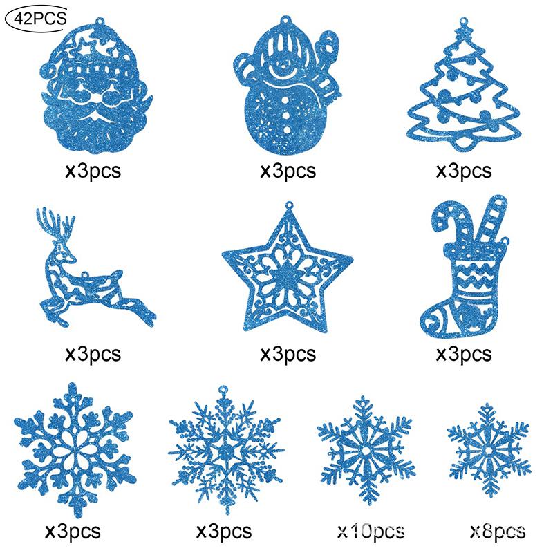 20Pcs Christmas Tree Decoration Hanging Ornaments Tree Snowman Reindeer Santa Snowflake Ornaments for New Year Winter Party