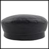 Marine Cap Leather Black Casquette Stylish Hat for Travel Women and Men CZ196 [White Fang] (Black)
