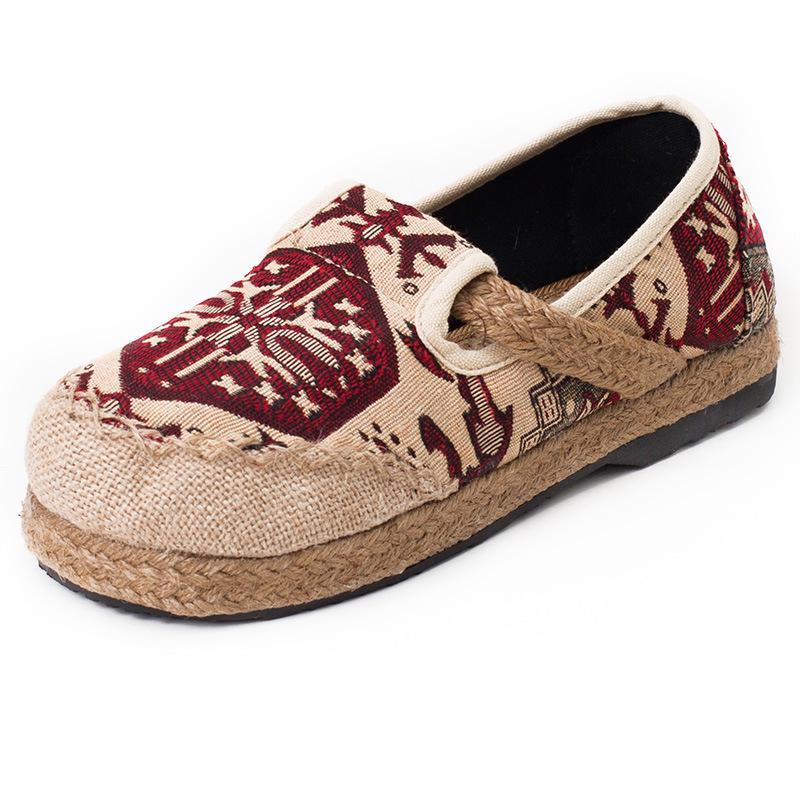 Круглая головка хлопчатобумажной и льняной этнической ткани обувь женская обувь ханьфу старинные плоские каблуки 35 2427₽