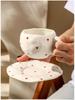 Ins Style Hand-Painted Retro Floral Irregular Coffee Cup and Saucer