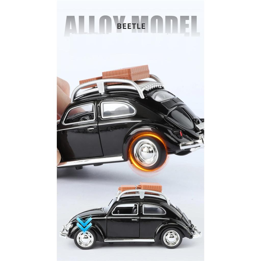 1/32 Beetle 1995 Classic Car Alloy Car Model Sound and Light Pull Back Children's Toy Collectibles Birthday Gift