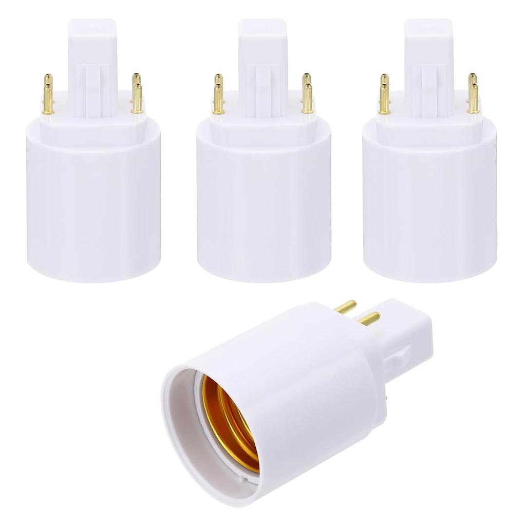 PATIKIL G24q To E26/E27 Light Socket Adapter, 4pcs Lamp Holder Convert 4 Pin To Screw Base Converter for Halogen CFL Light Bulb
