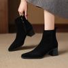 Krazing Pot Cow Suede Nubuck Winter Round Toe Chunky Heels Fashion Boots Women Zipper Retro Elegant Women Ankle Boots