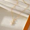 Micro Paved Titanium Steel Cross Pendant Necklace For Women Stylish Versatile Delicate Collarbone Chain