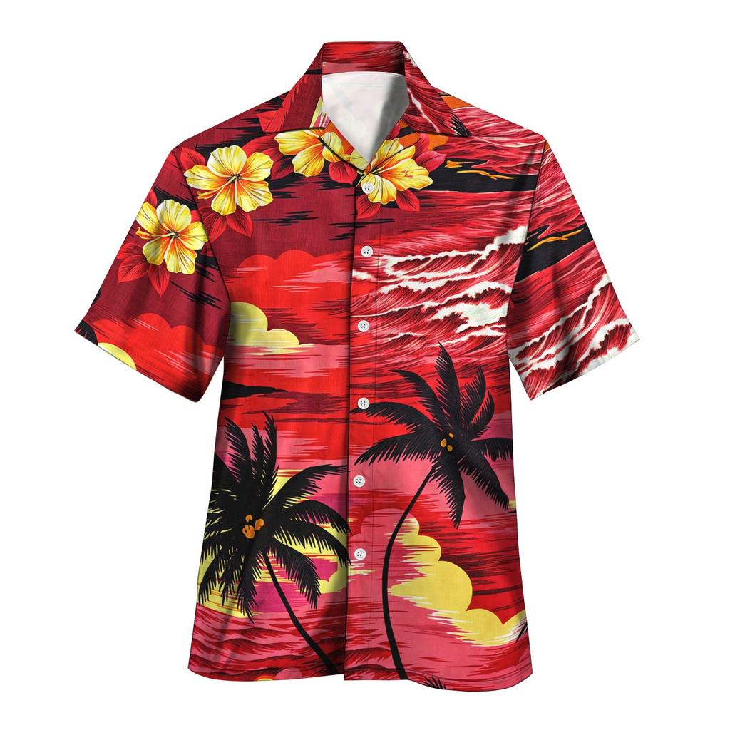 2025 Nytt trykk skjorte Tiki skjorte Menn Hawaiisk skjorte Menn Retro Menn Pluss størrelse skjorte Casual Kort ermet Strandbluse Mannlige Topper