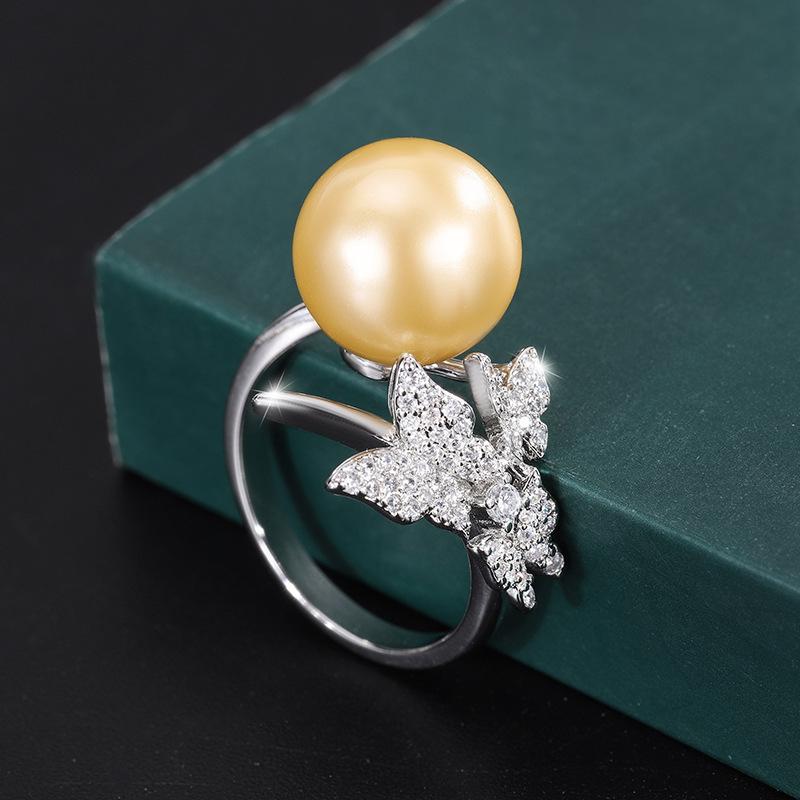 

Ювелирные изделия Медное основание Позолоченные Инкрустированные золотыми бусинами Бабочка Ручной работы Бриллиантовая закрепка 14 мм 12 мм