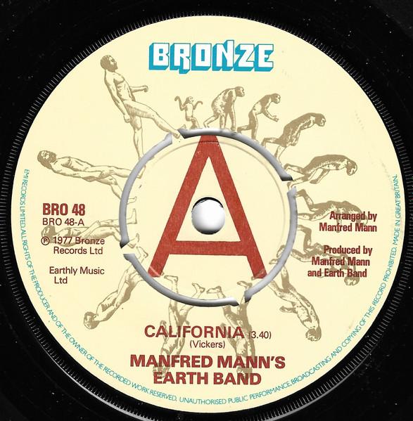

7inch Record MANFRED MANN S EARTH BAND - California BRO48PROMO Bronze 1977 UK Rock Used